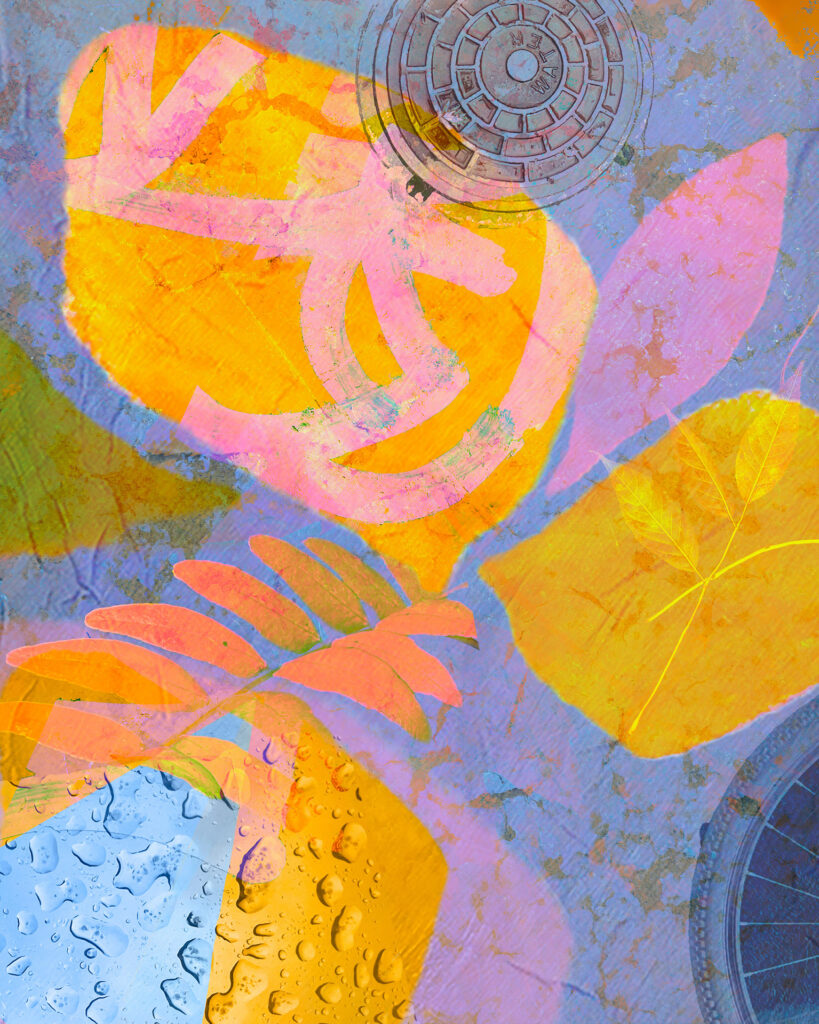Pastel colored leaves floating
