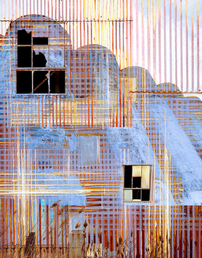 Abstract Silos with broken windows